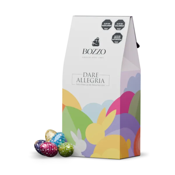 Estuche con huevitos macizos de chocolate de leche